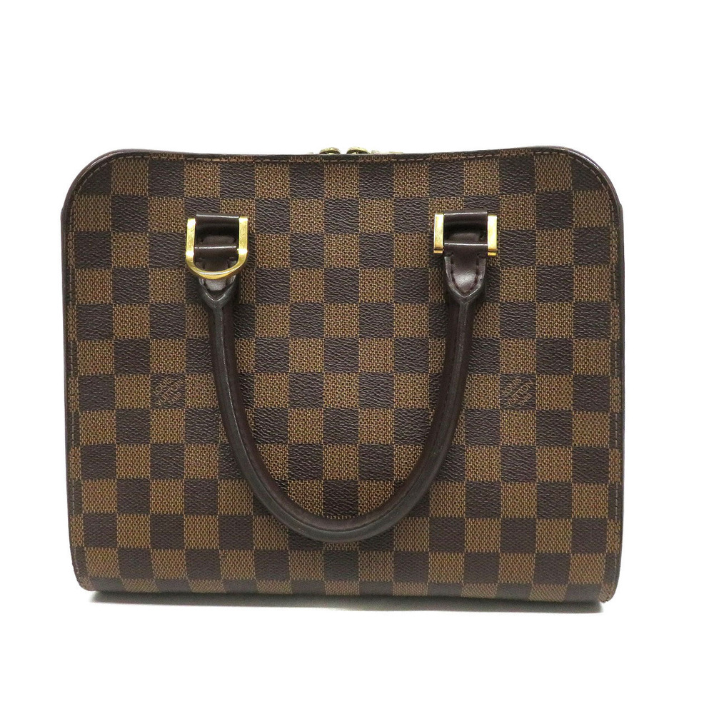 Louis Vuitton Triana Top Handle Bag Damier Canvas Leather Ebene Brown